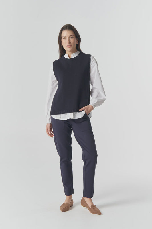 Amber Merino Cotton Vest - Dark Navy