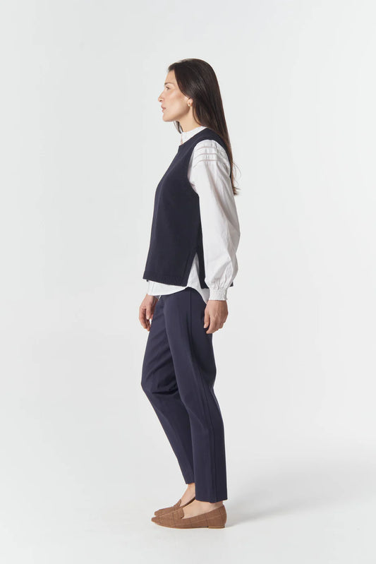 Amber Merino Cotton Vest - Dark Navy