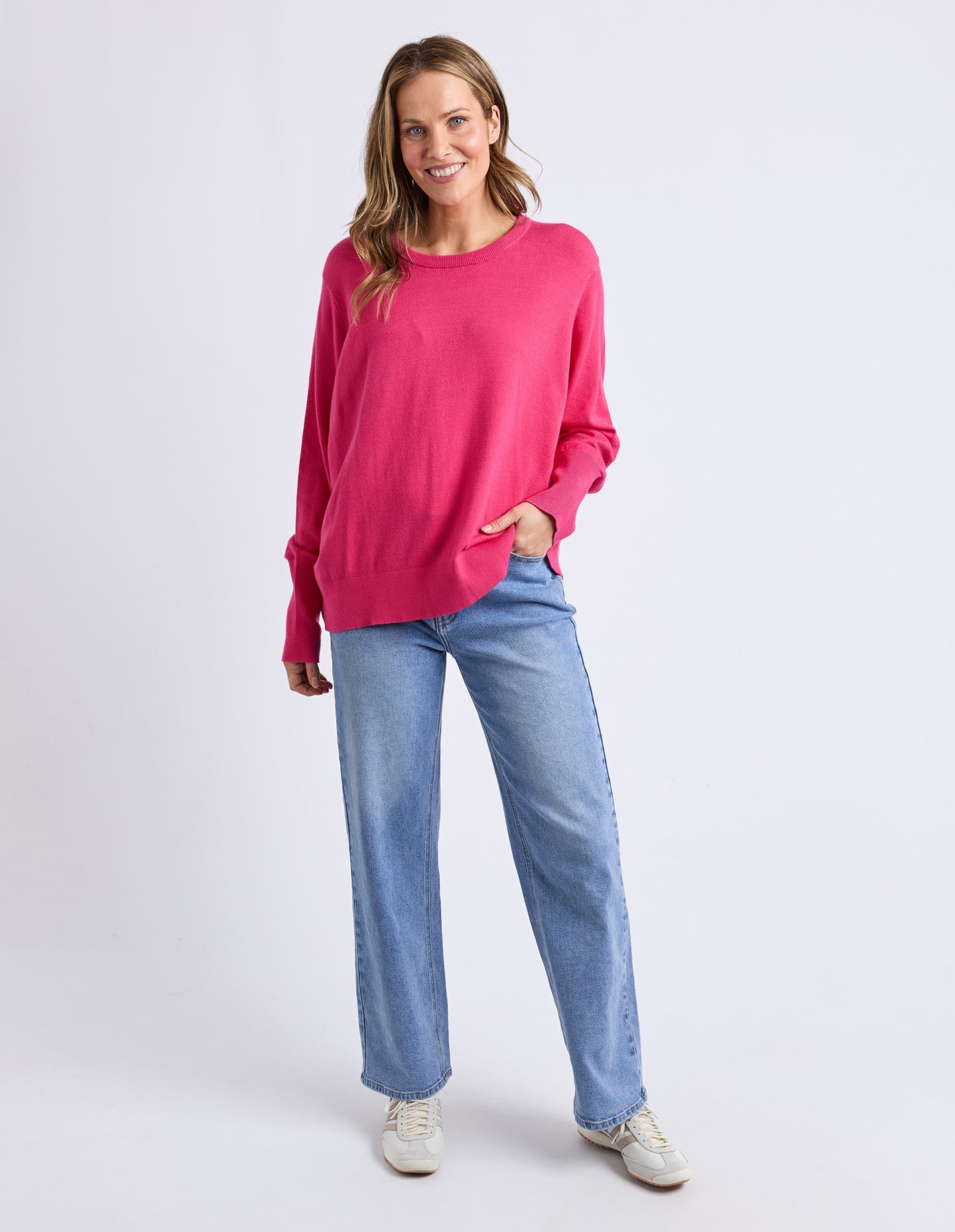 Sunny Long Sleeve Knit Top Hot Pink