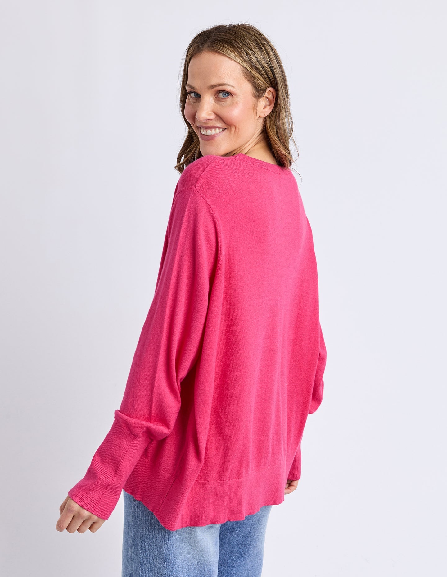 Sunny Long Sleeve Knit Top Hot Pink
