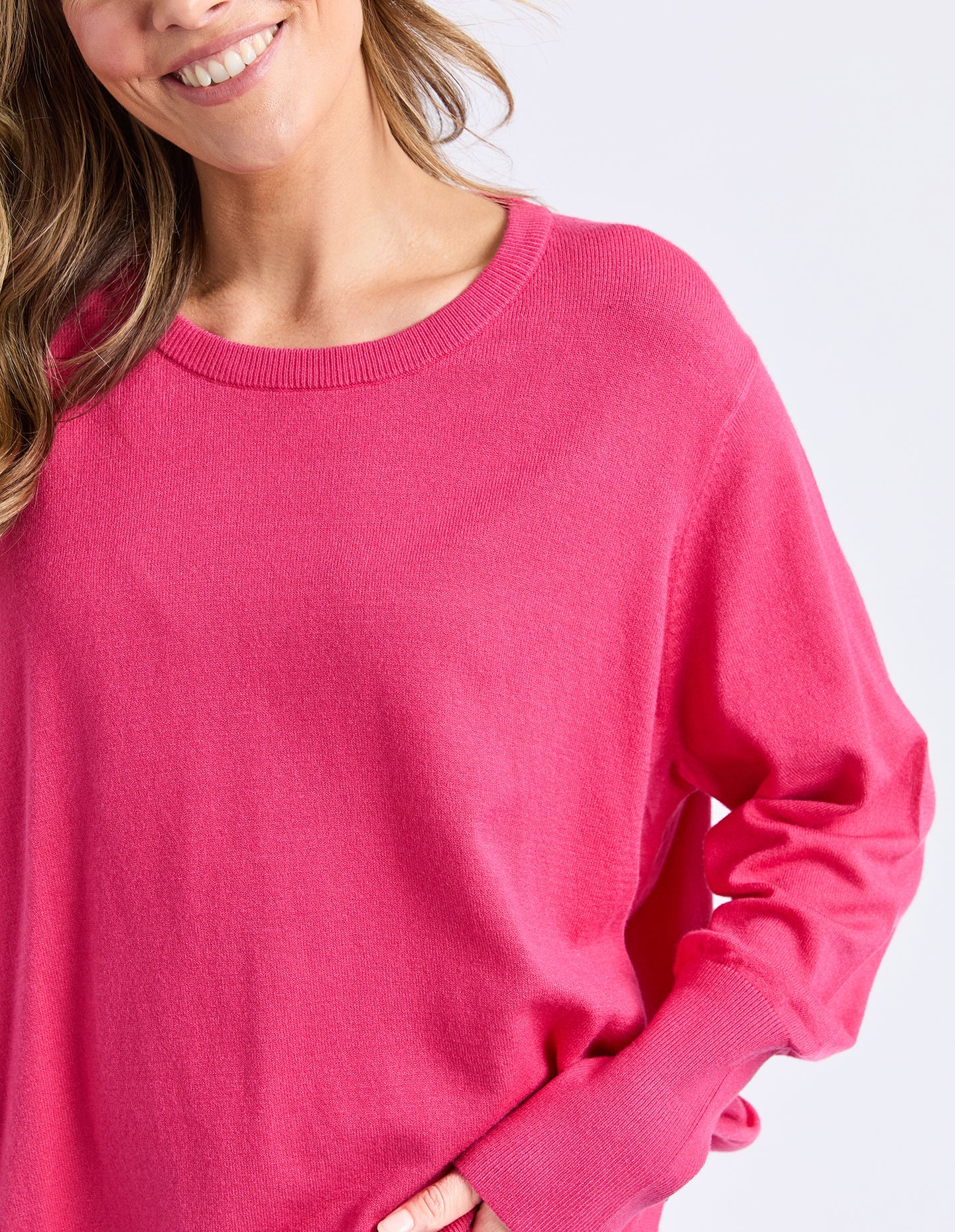 Sunny Long Sleeve Knit Top Hot Pink