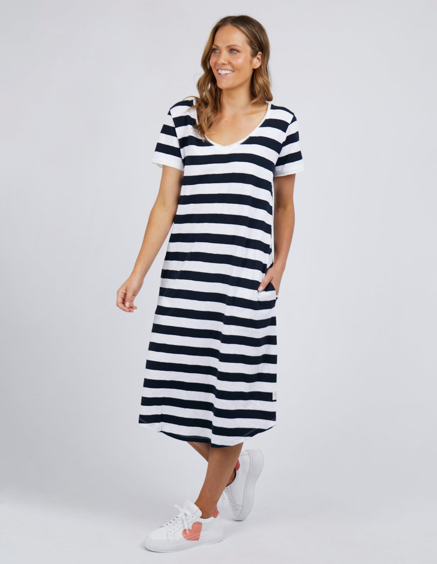 Maeve Dress Navy & White Stripe