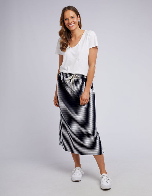 Travel Skirt Stripe - Navy & White