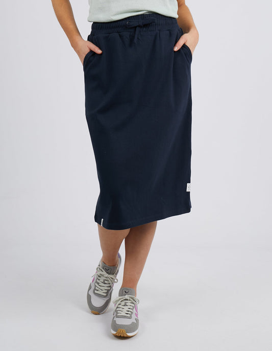 Rib Midi Skirt Navy
