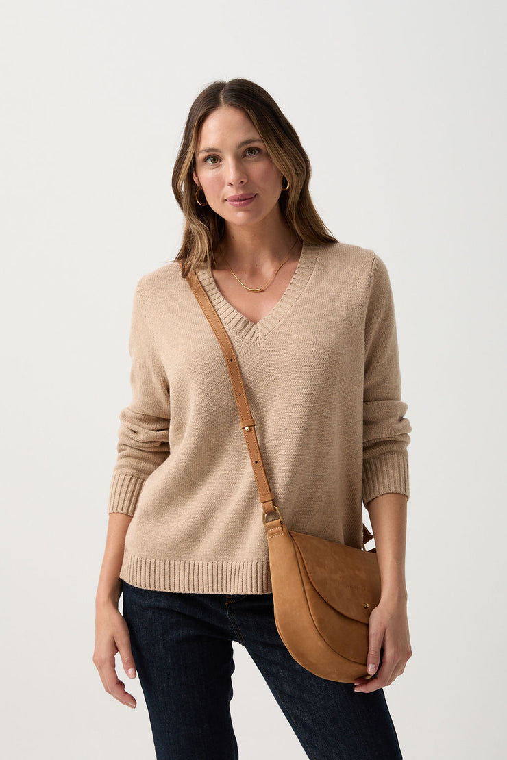 V Neck Merino Cotton Jumper Breccia