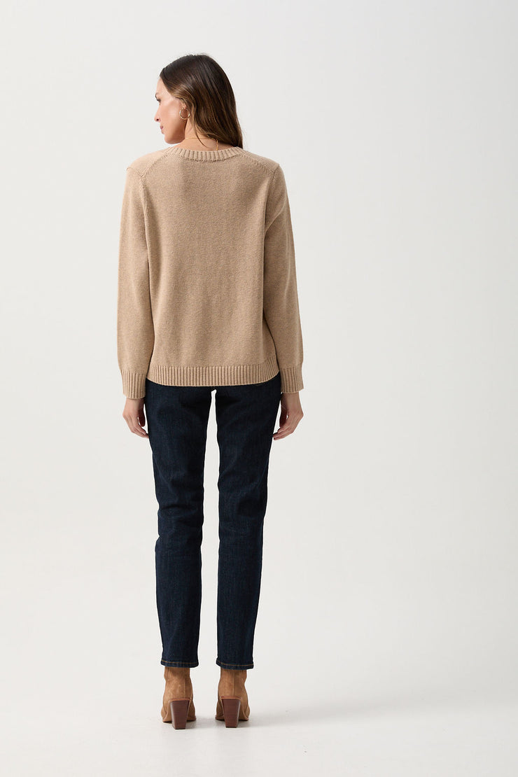 V Neck Merino Cotton Jumper Breccia