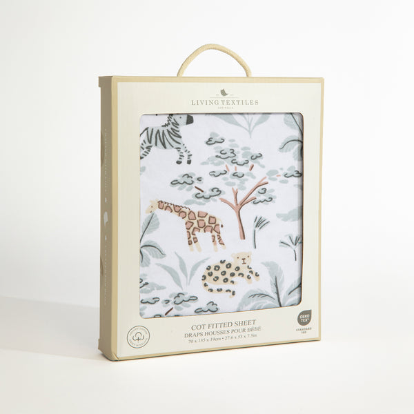 Jersey Cot Fitted Sheet - Wild Safari