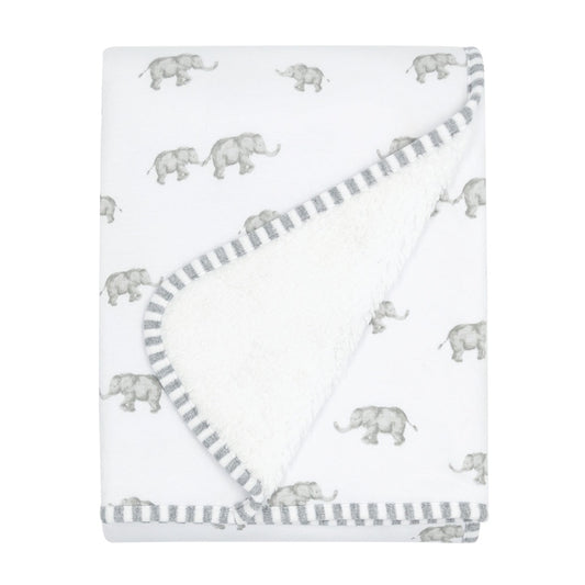 Watercolour Elephant - Sherpa Blanket