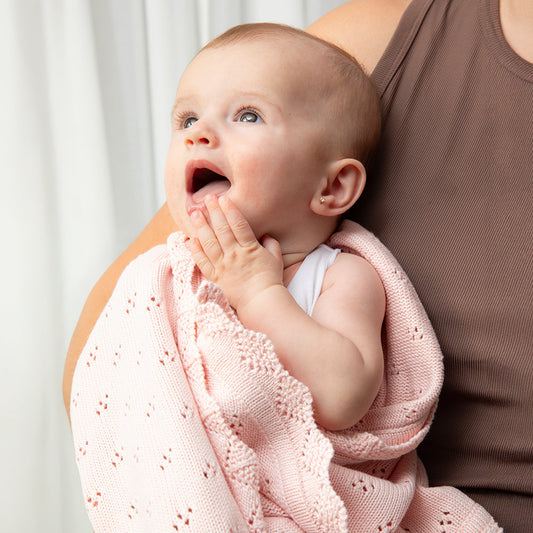 Bamboo Cotton Heirloom Blanket - Blush