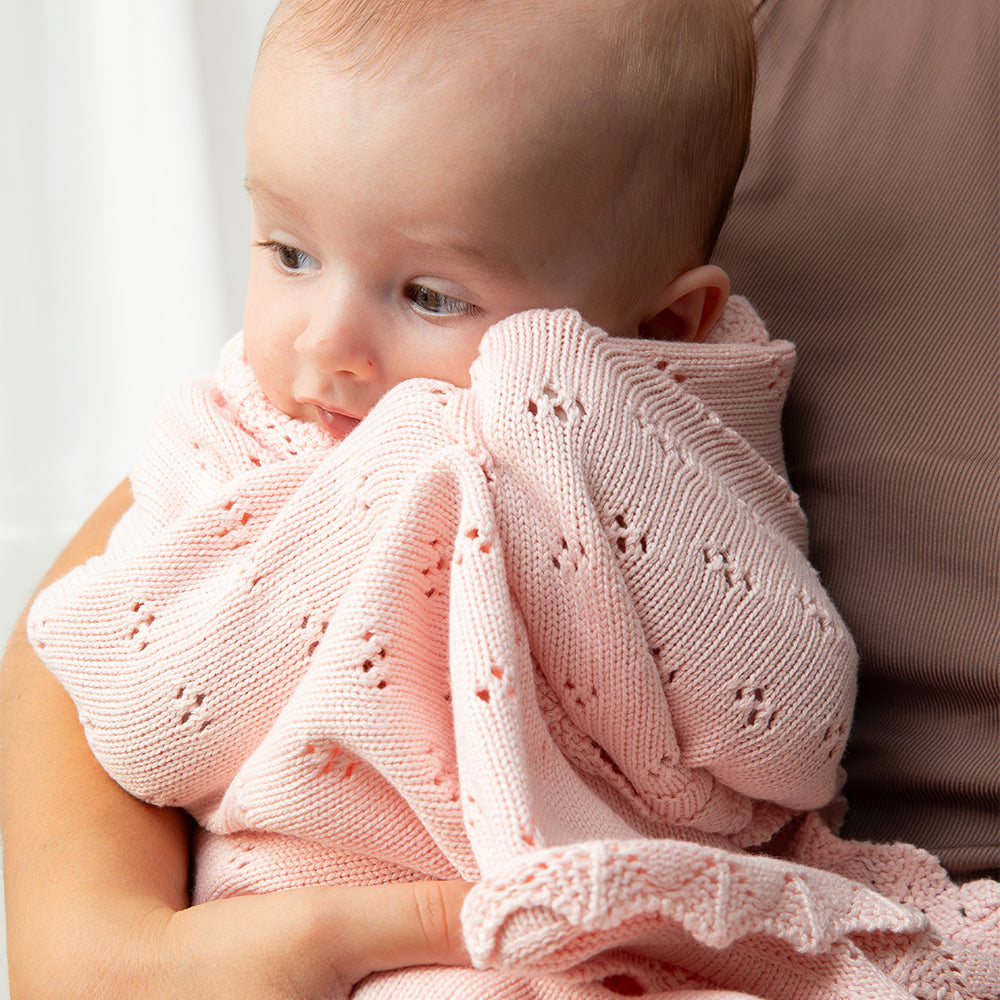 Bamboo Cotton Heirloom Blanket - Blush