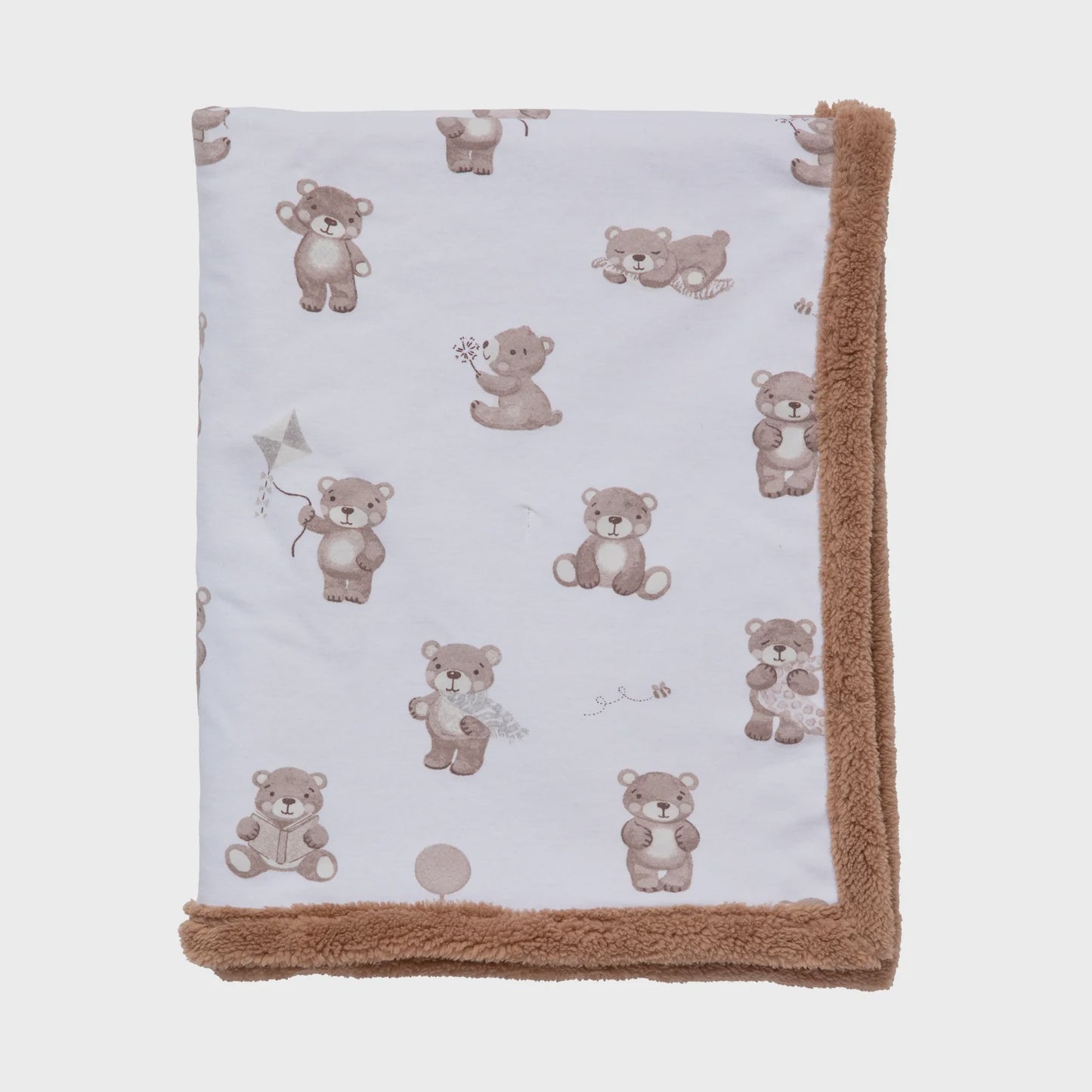 Sherpa Pram Blanket - Cuddly Bear