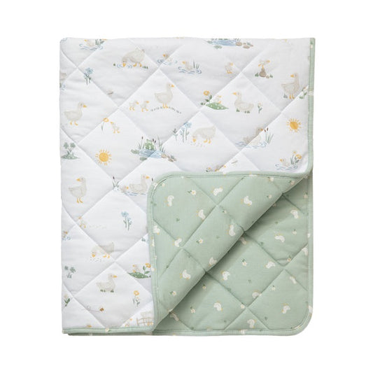 Goosey Goosey - Reversible Organic Jersey Quilted Cot Comforter