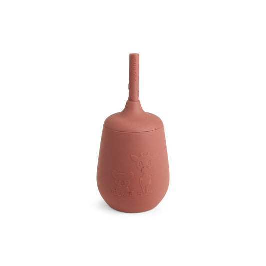 Silicone Cup With Straw Mahogany