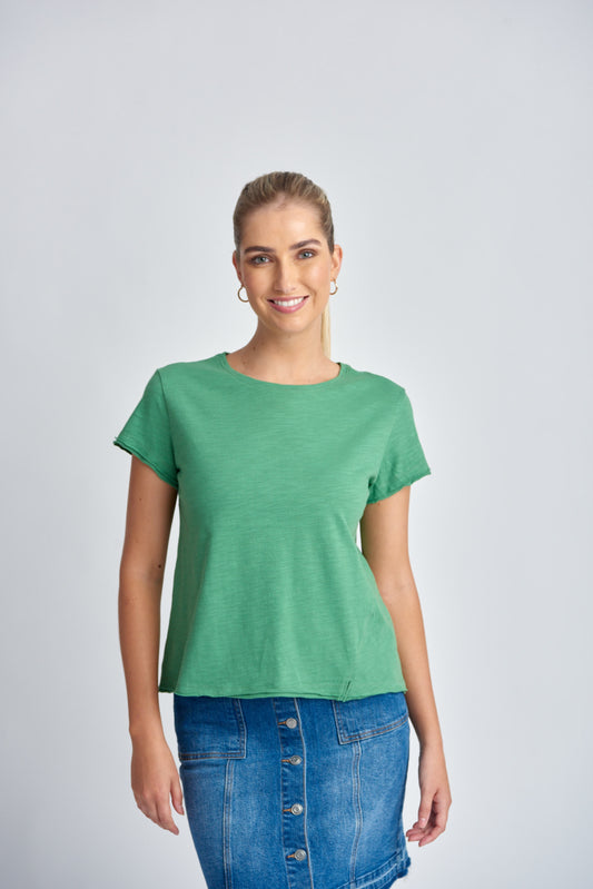 Short Crew Neck Tee - Palm Green