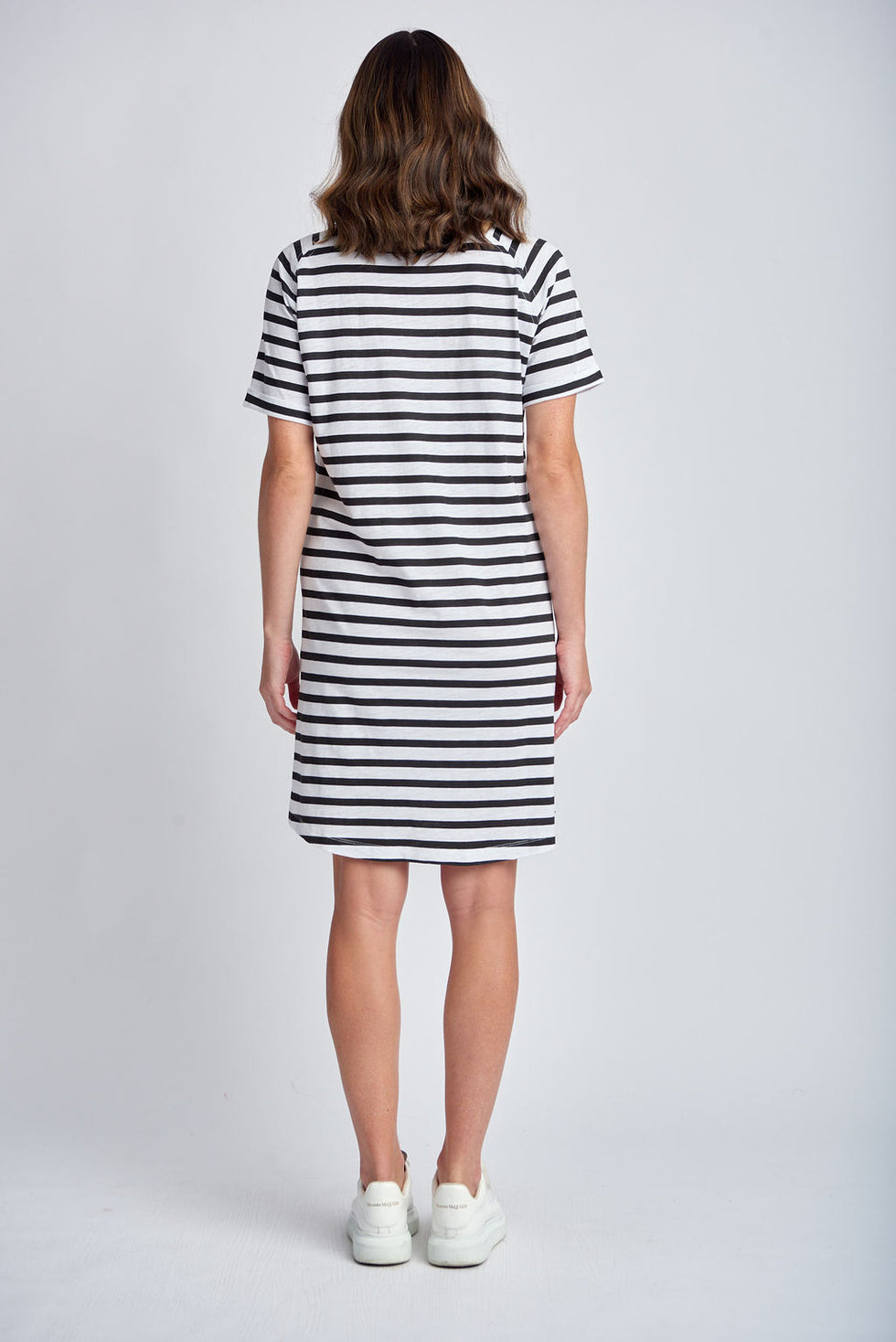 Stripe Raglan Sleeve Dress - White/Black