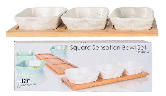 Square Bowls & Tray Set/4