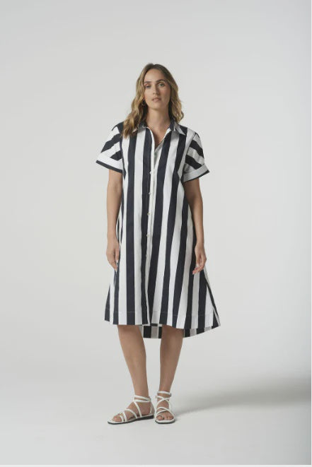 3/4 Sleeve Thick Stripe Dress