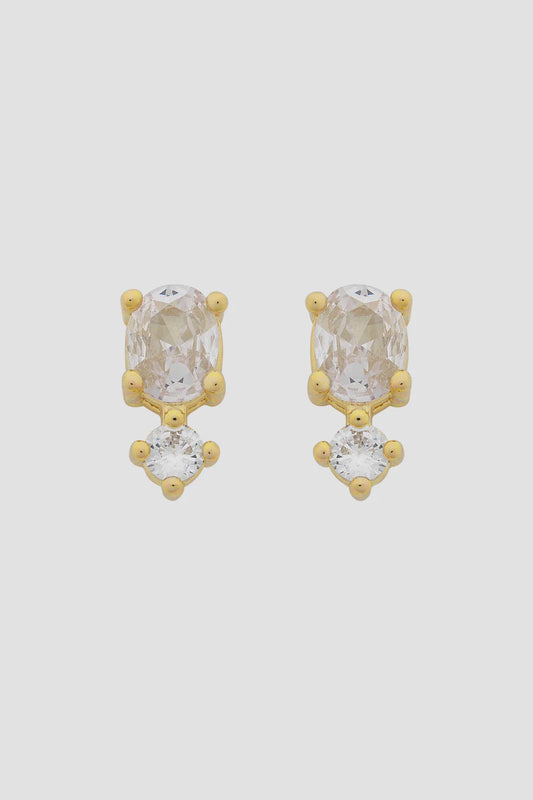 Nico Gold Clear CZ Stud