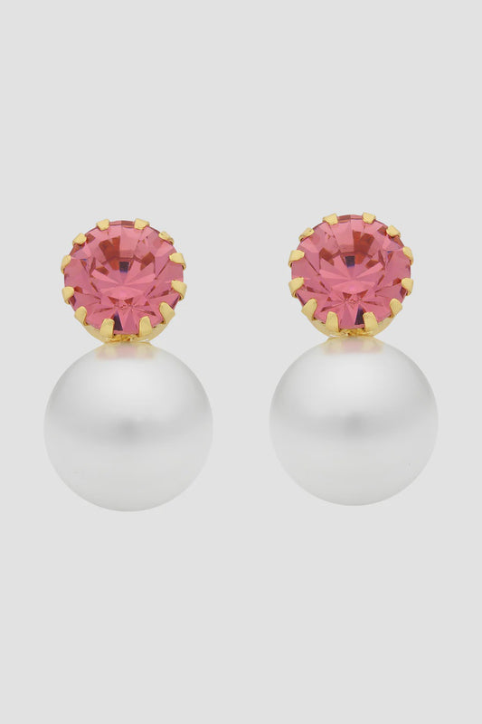 Vera Pink CZ Pearl Earring