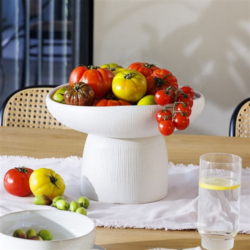 Bisque Large Footed Bowl 30cm White