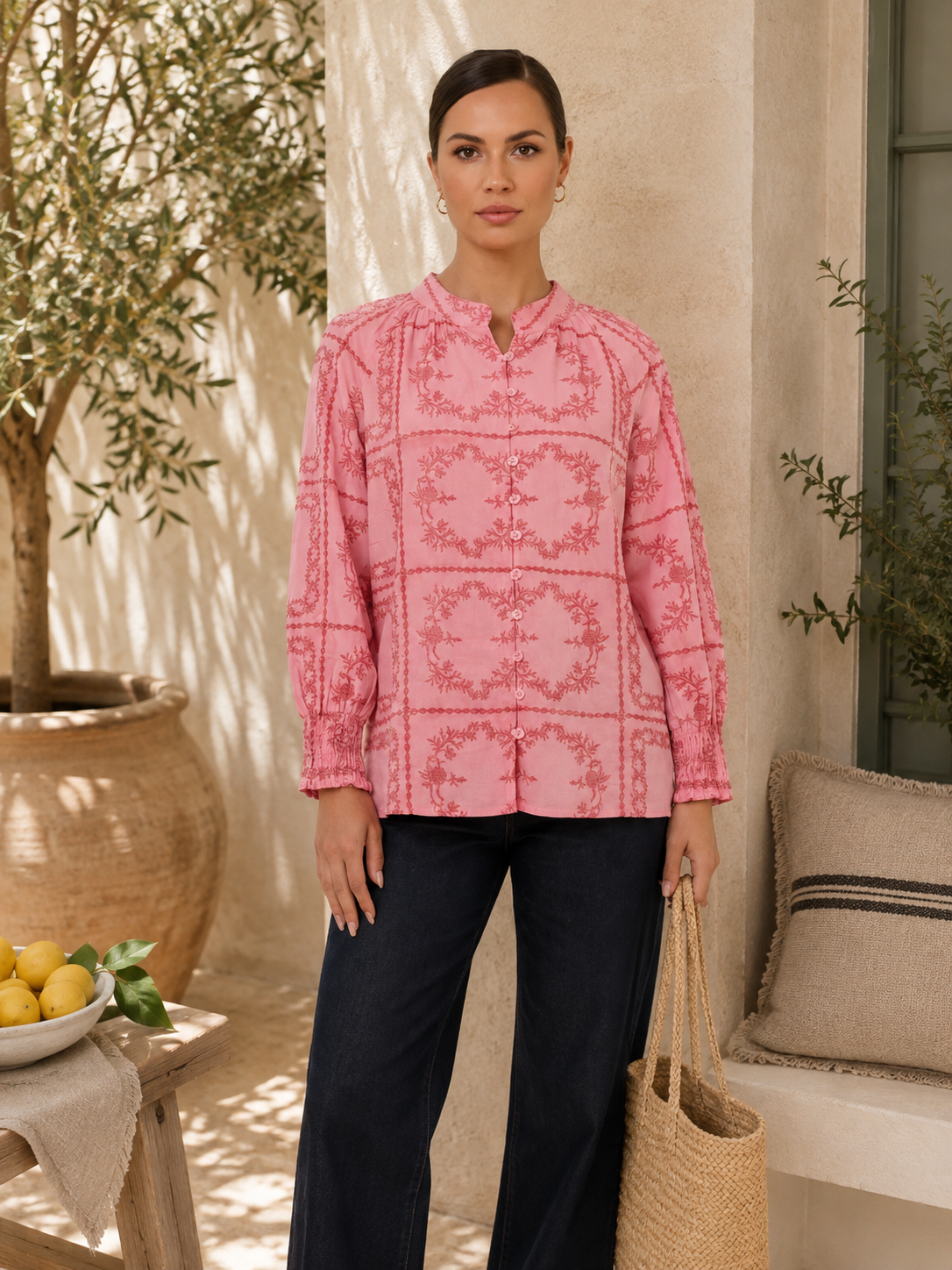 Embroidered Top Pink