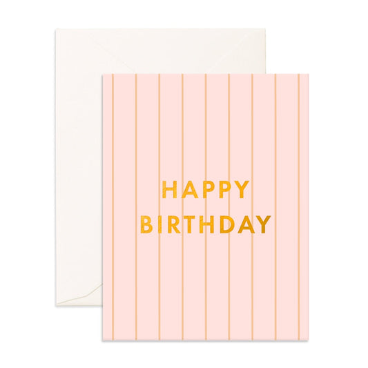 Birthday Peony Pinstripe Greeting Card