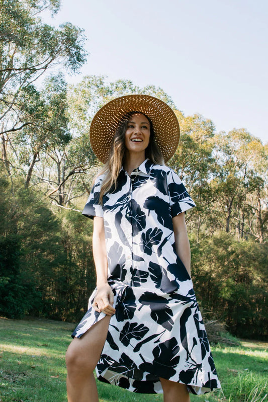 Block Leaf Print Dress
