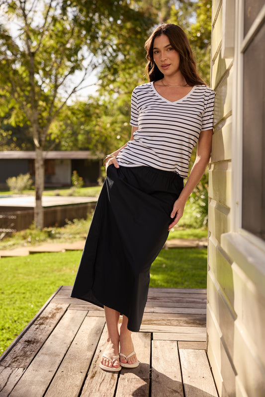 Shell Bay Side Split Skirt - Dark Navy