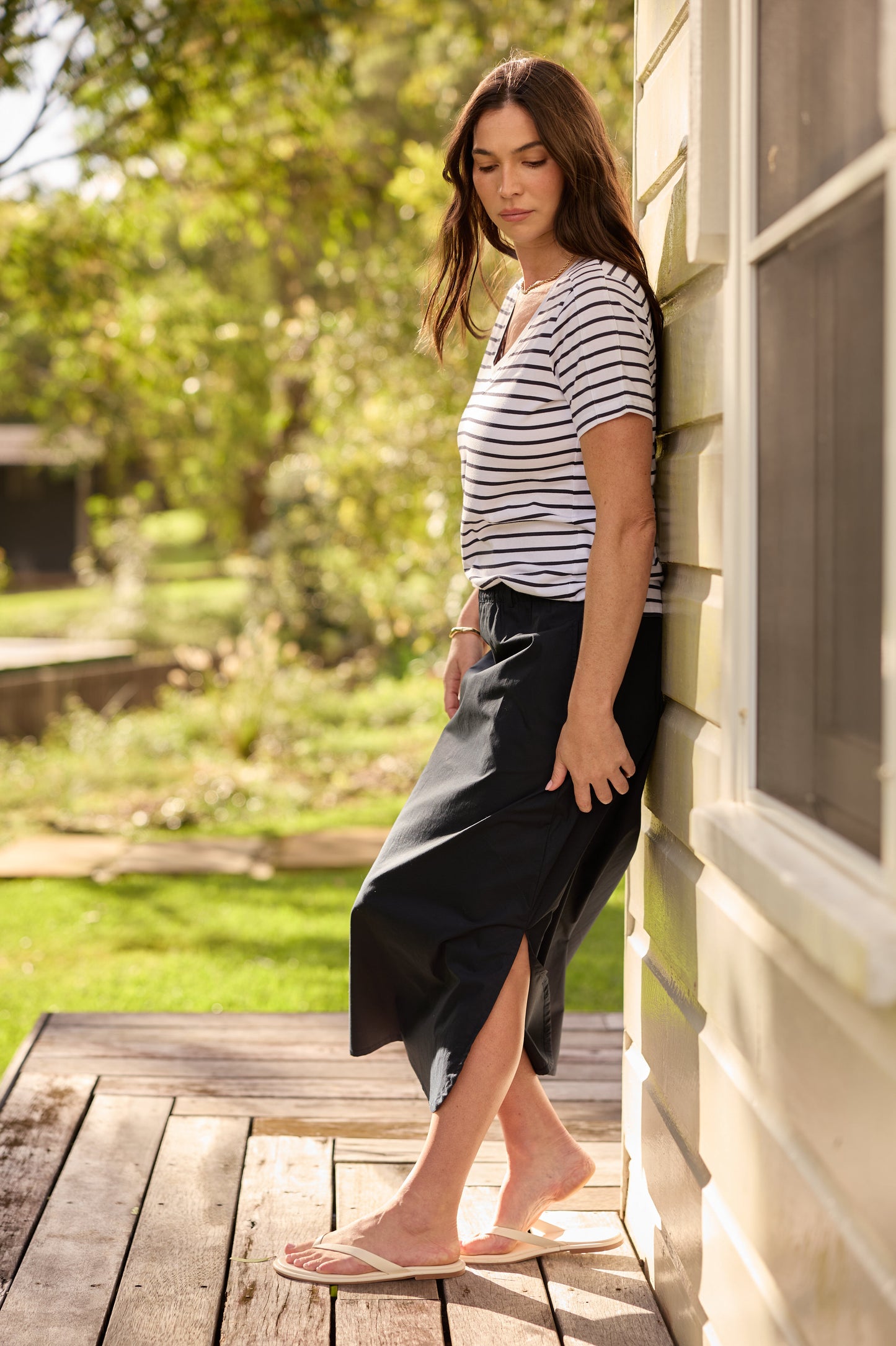 Shell Bay Side Split Skirt - Dark Navy