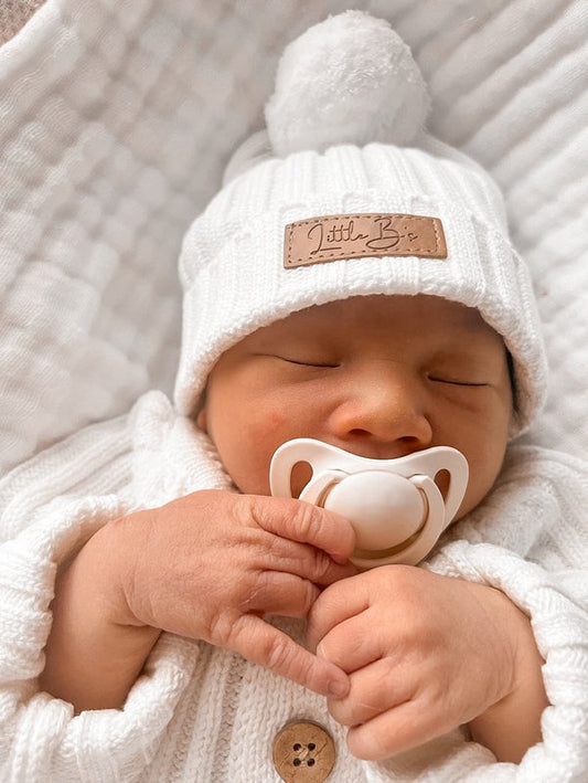 Knitted Cotton Ribbed Beanie - Milk