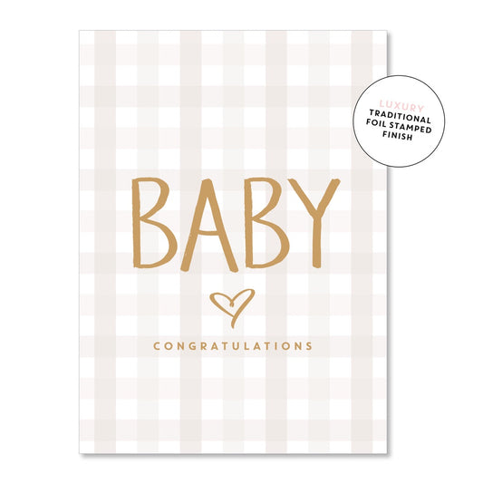 Baby Gingham - Beige Greeting Card