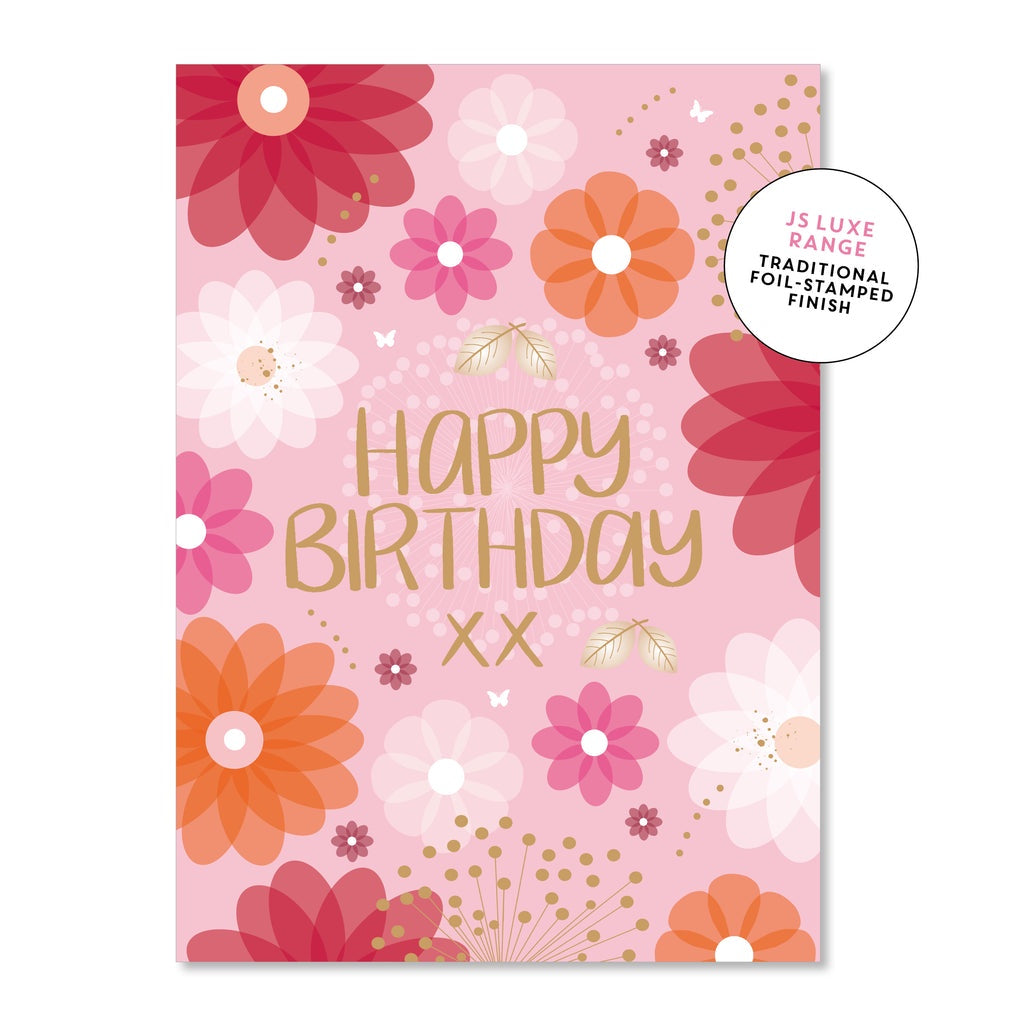 Floral Burst Birthday Greeting Card