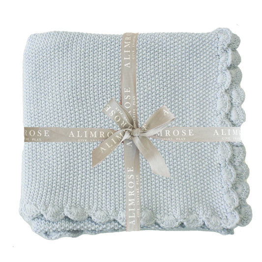 Knit Mini Moss Stitch Baby Blanket Powder Blue