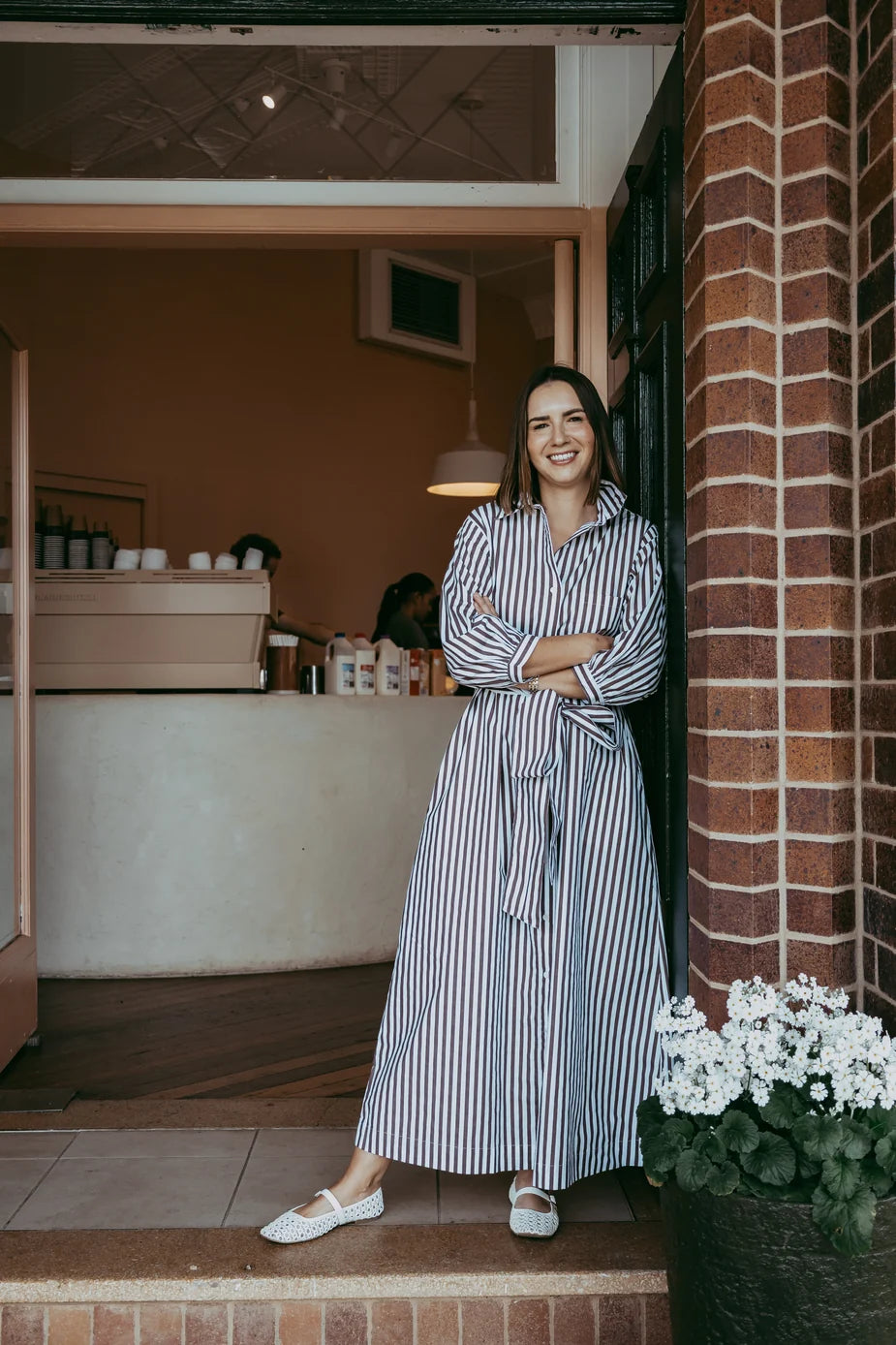 Ivy Cotton Maxi Dress - Chocolate Stripe