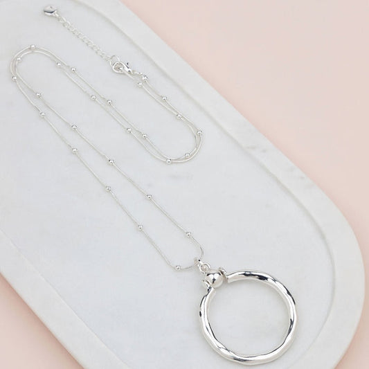Silver Ring With Ball Necklace