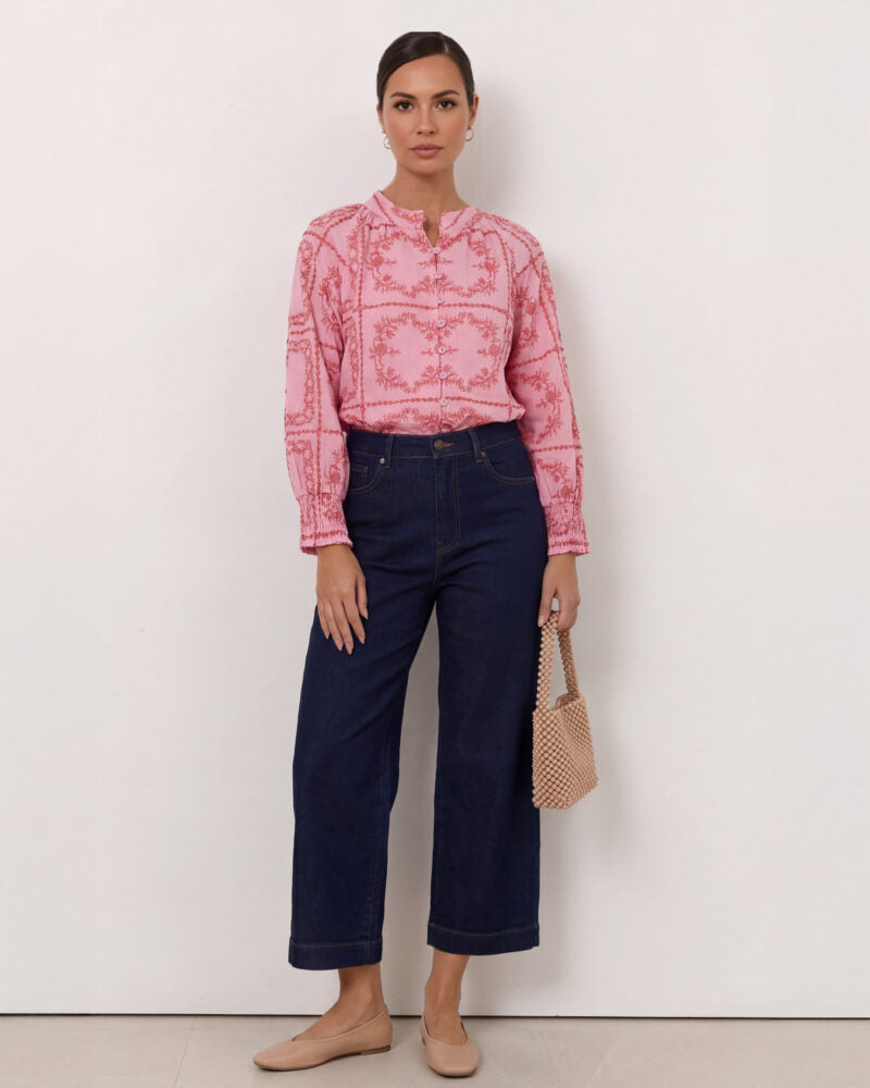 Embroidered Top Pink