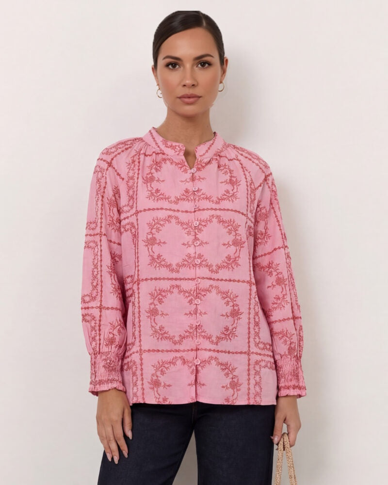 Embroidered Top Pink