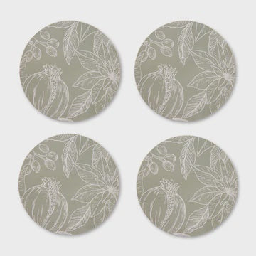 Poinsettia Round Coaster Set 4