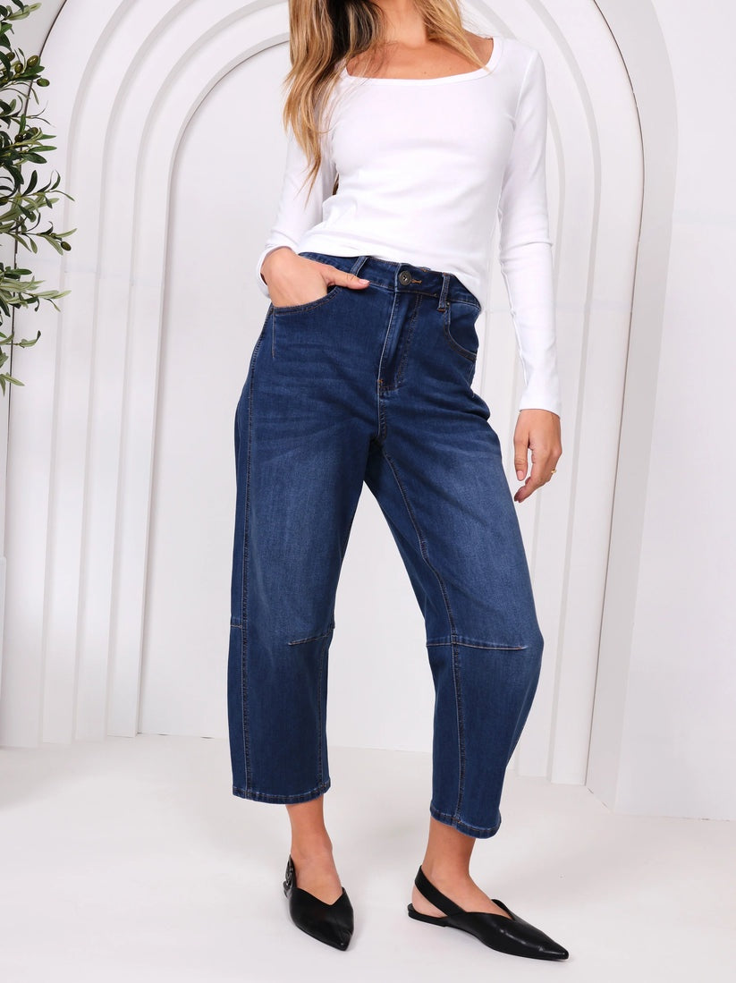 Toni Barrel Jeans - Dark Denim