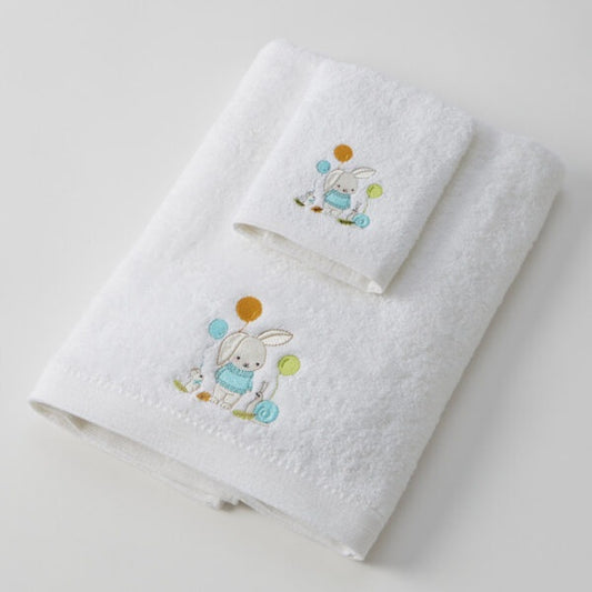 Bunny Party Bath Towel & Face Washer in Organza Bag