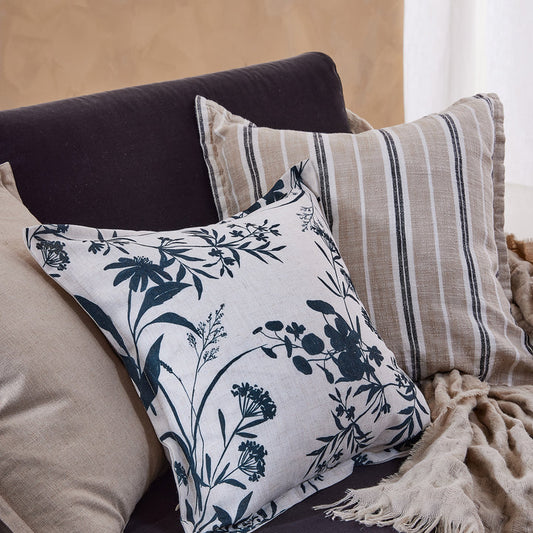 Darcy Oatmeal/Charcoal Woven Stripe Cushion 50cm