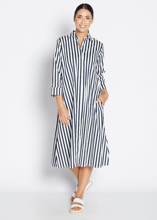 Keira Stripe Dress - Navy