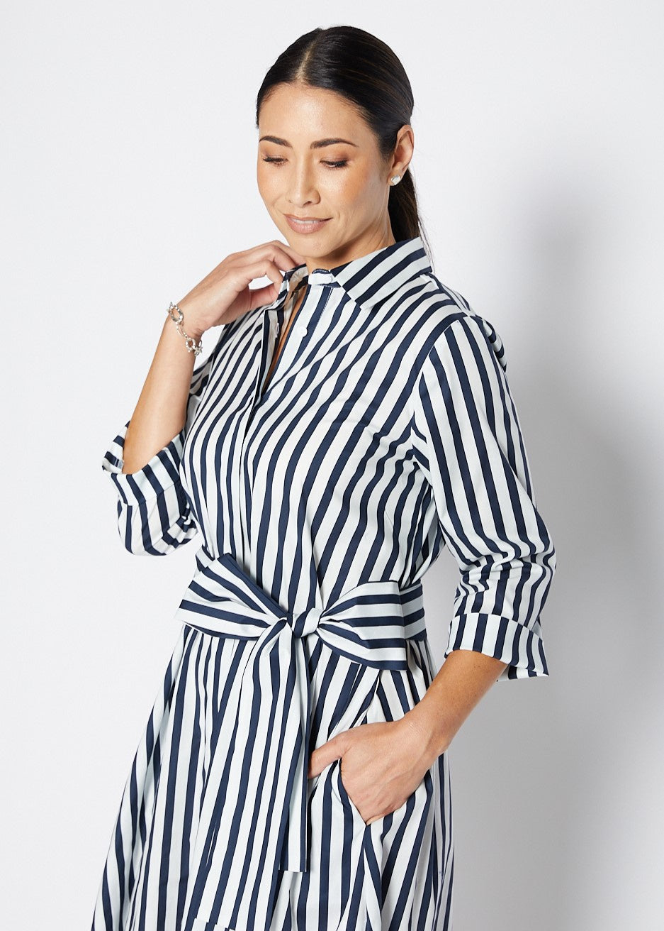 Keira Stripe Dress - Navy