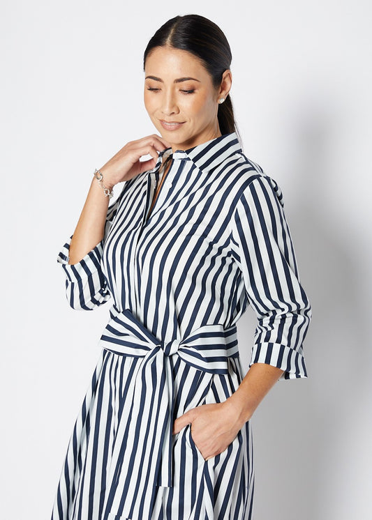 Keira Stripe Dress - Navy