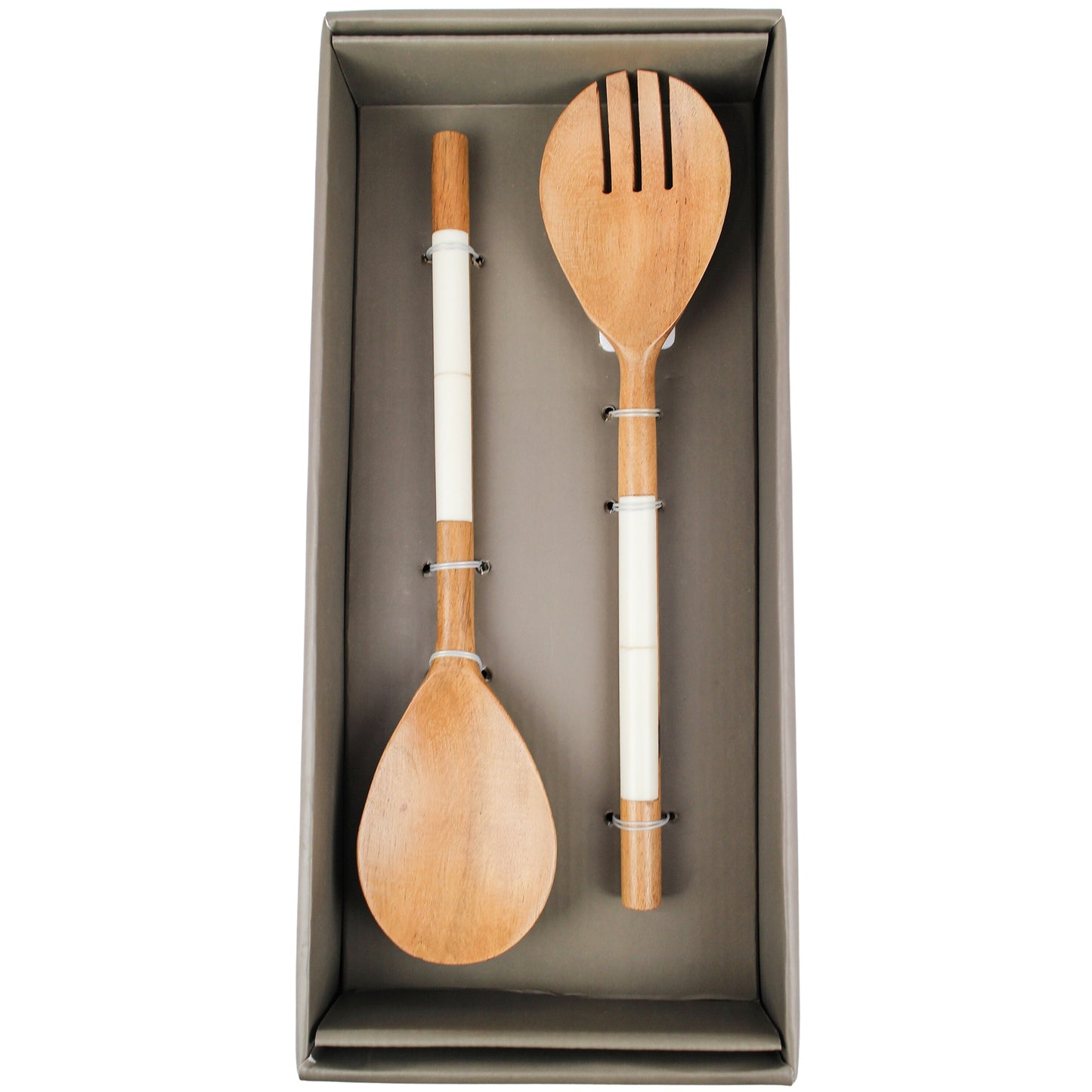 Salad Servers - Acacia White