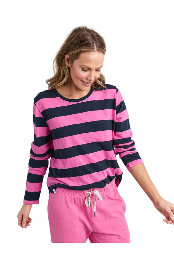 Spritz Strip L/S Tee - Hot Pink
