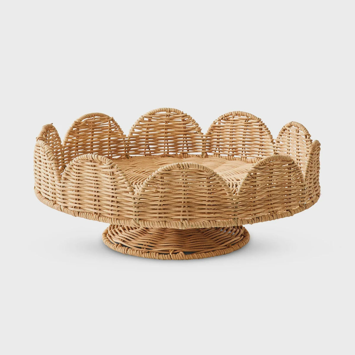 Serena Natural Rattan Scallop Edge Pedestal