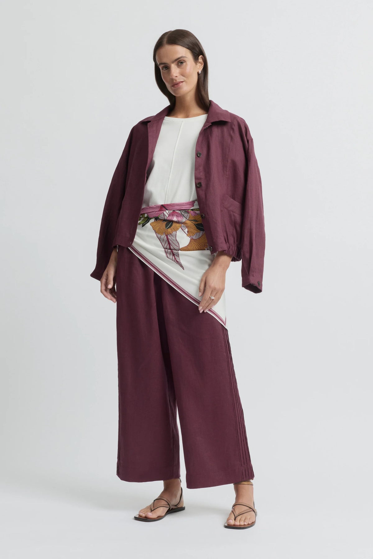 Tirari Pintuck Pants - Raisin
