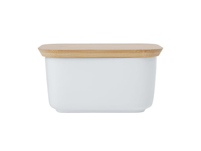 White Basics Butter Dish With Bamboo Lid