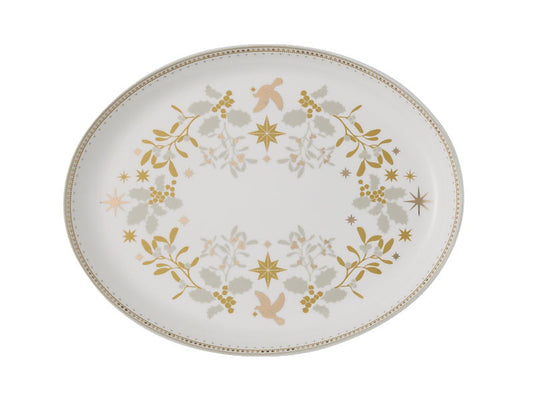 White Christmas Oval Platter 25.5x20cm Gift Boxed